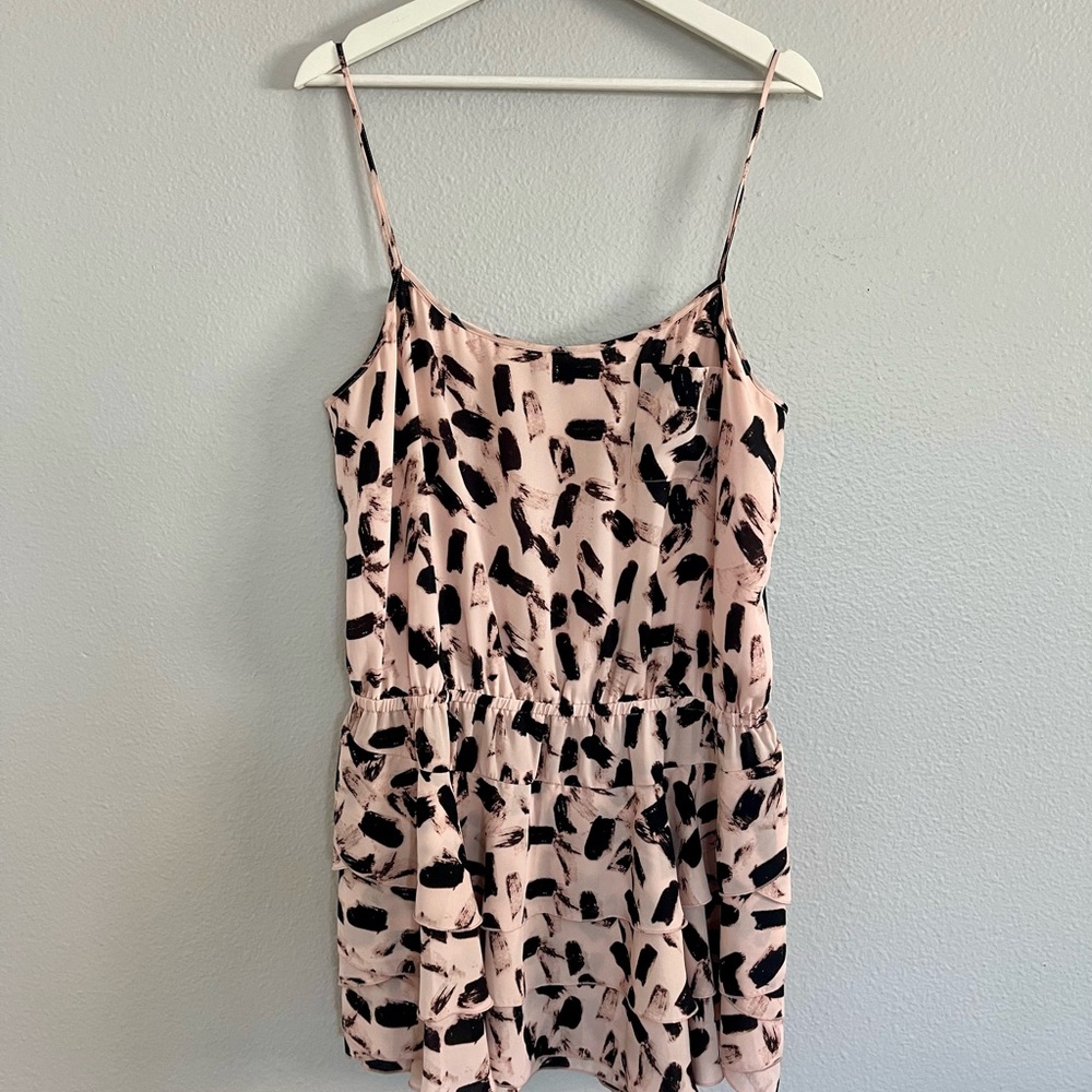 Banana Republic Pink and Black Abstract Print ruffle dress